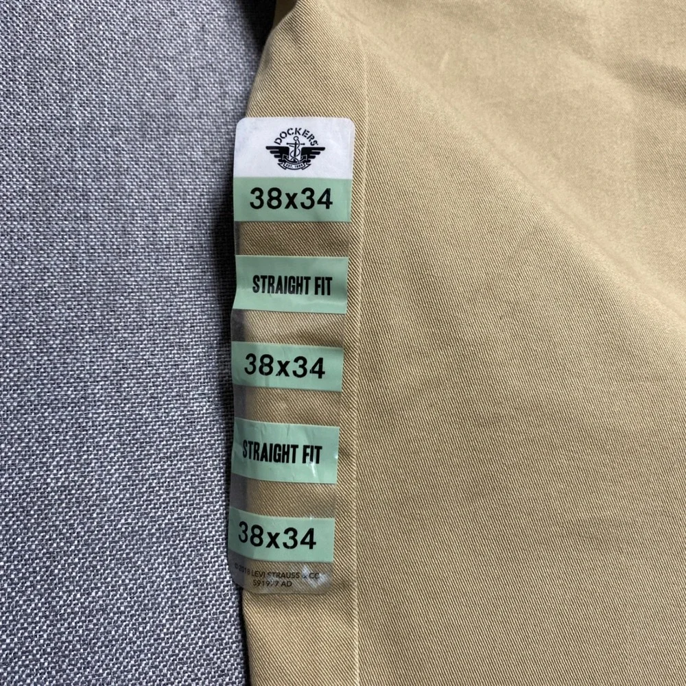 Dockers Workday Khaki Mens 38x34 Tan Straight Fit Smart 360 Flex Chino Pants NEW